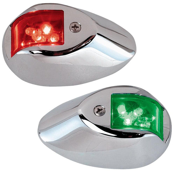 Perko LED Sidelights - Red/Green - 12V - Chrome Plated Housing [0602DP1CHR] - Essenbay Marine