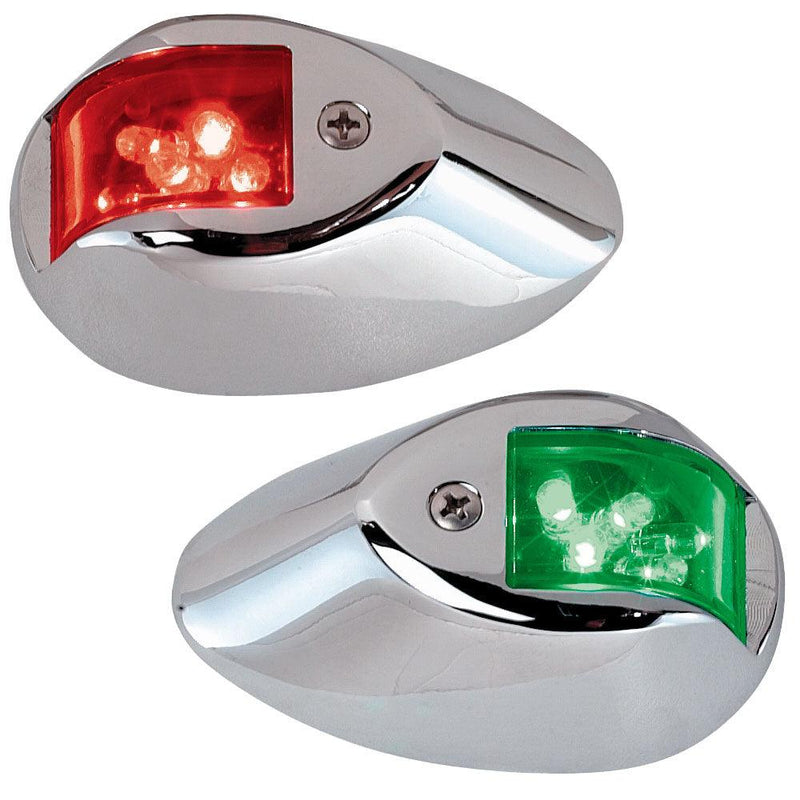 Perko LED Sidelights - Red/Green - 12V - Chrome Plated Housing [0602DP1CHR] - Essenbay Marine