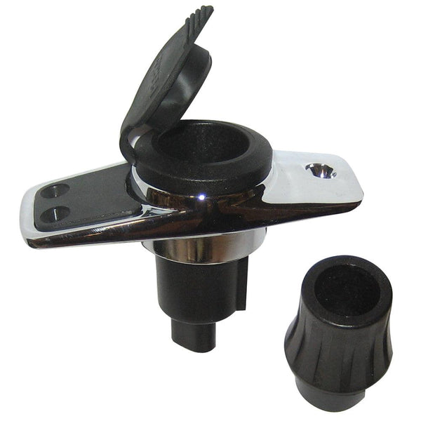 Perko Locking Collar Pole Light Mounting Base - 2 Pin - Chrome Plated w/Black Cover [1060PB0DP] - Essenbay Marine