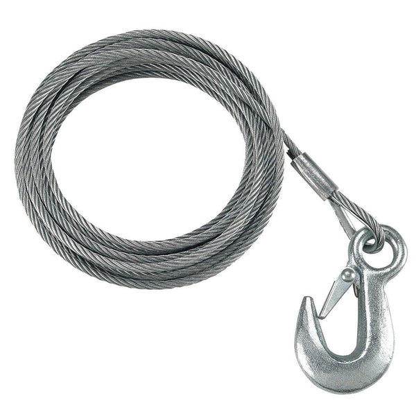 Fulton 7/32" x 50' Galvanized Winch Cable and Hook - 5,600 lbs. Breaking Strength [WC750 0100] - Essenbay Marine
