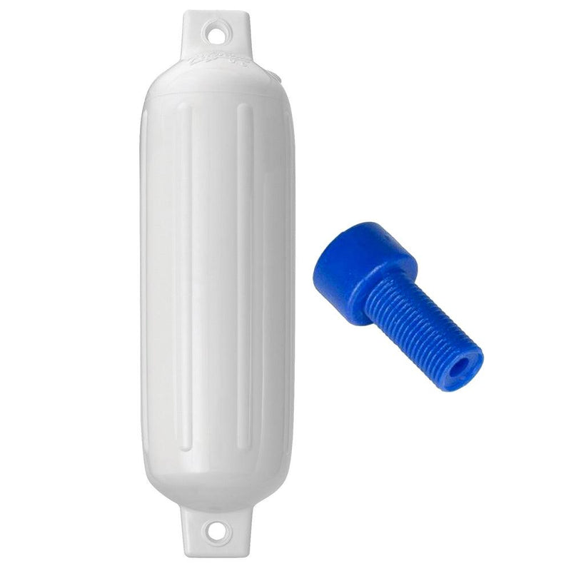 Polyform G-3 Twin Eye Fender 5.5" x 19" - White w/Adapter [G-3-WHITE] - Essenbay Marine