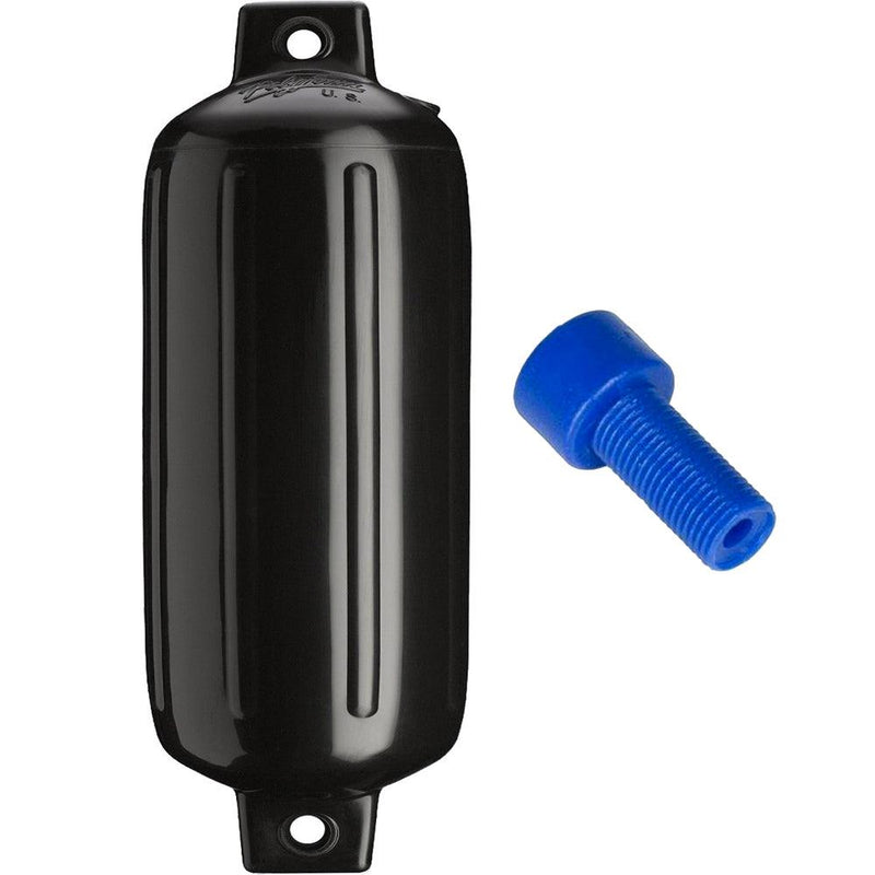 Polyform G-5 Twin Eye Fender 8.8" x 26.8" - Black w/Adapter [G-5-BLACK] - Essenbay Marine