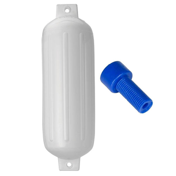 Polyform G-5 Twin Eye Fender 8.8" x 26.8" - White w/Adapter [G-5-WHITE] - Essenbay Marine