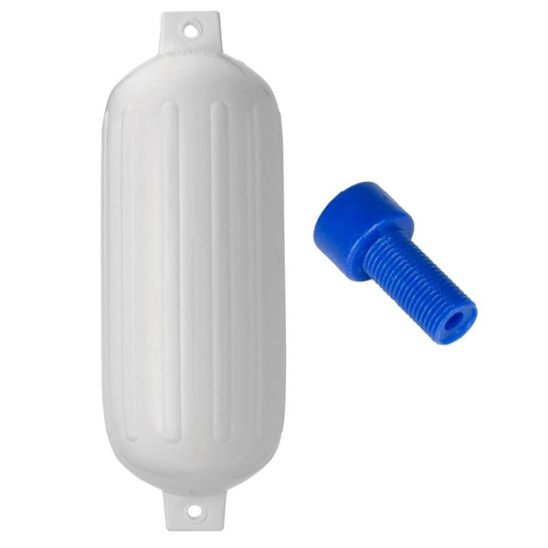 Polyform G-6 Twin Eye Fender 11" x 30" - White w/Adapter [G-6-WHITE] - Essenbay Marine