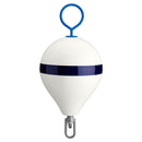 Polyform 13.5" CM Mooring Buoy w/Steel Iron - White Blue Stripe [CM-2 WH-STR] - Essenbay Marine