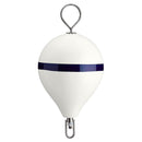 Polyform 17" CM Mooring Buoy w/SS Iron - White Blue Stripe [CM-3SS W-STR] - Essenbay Marine