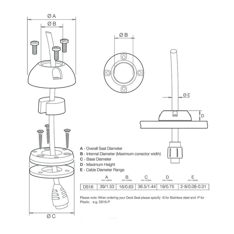 Scanstrut DS16-P Vertical Cable Seal [DS16-P] - Essenbay Marine