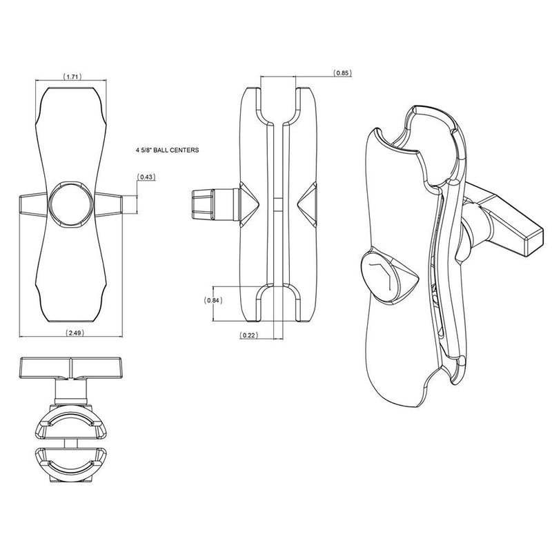 RAM Mount Double Socket Arm f/1.5" Ball Bases [RAM-201U] - Essenbay Marine