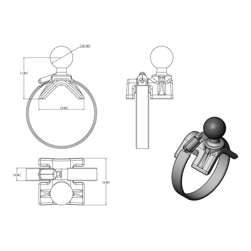 RAM Mount V-Base Rail Yoke Clamp Mount [RAM-B-108BU] - Essenbay Marine