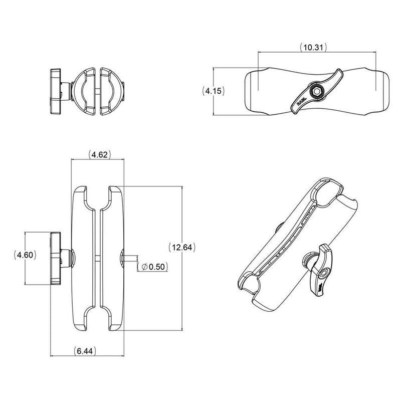 RAM Mount Double Socket Arm f/3.38" E Size Ball Bases [RAM-E-201U] - Essenbay Marine