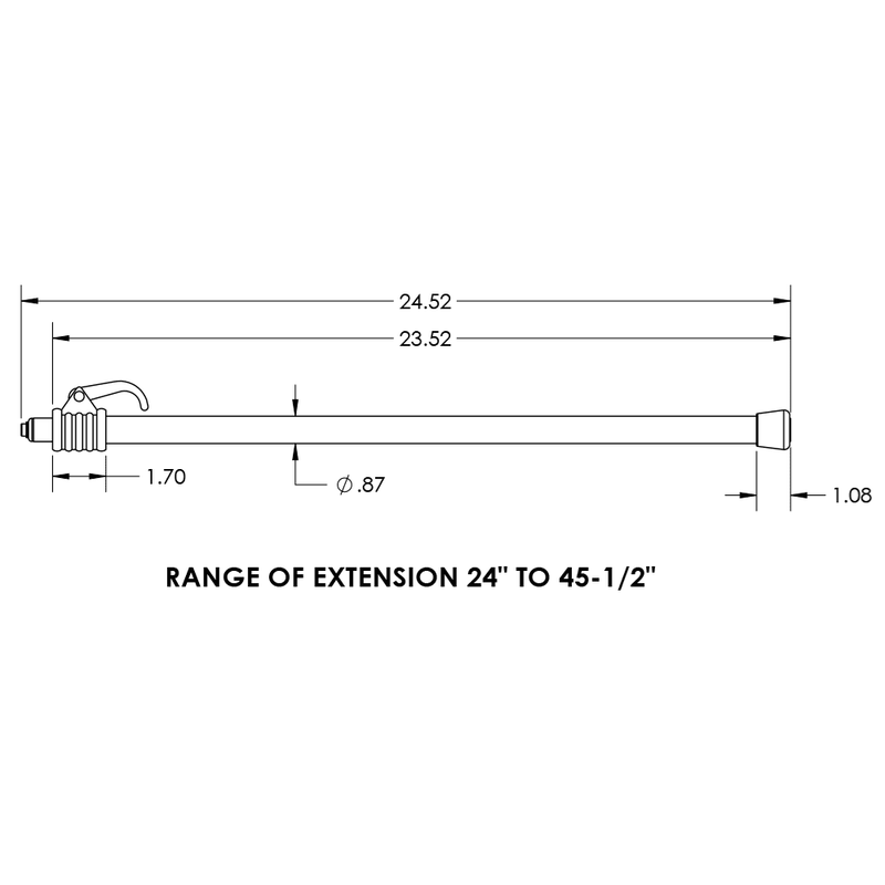 TACO Marine Support Pole w/ Snap-On End 24" to 45-1/2"  T10-7579VEL2 - Essenbay Marine