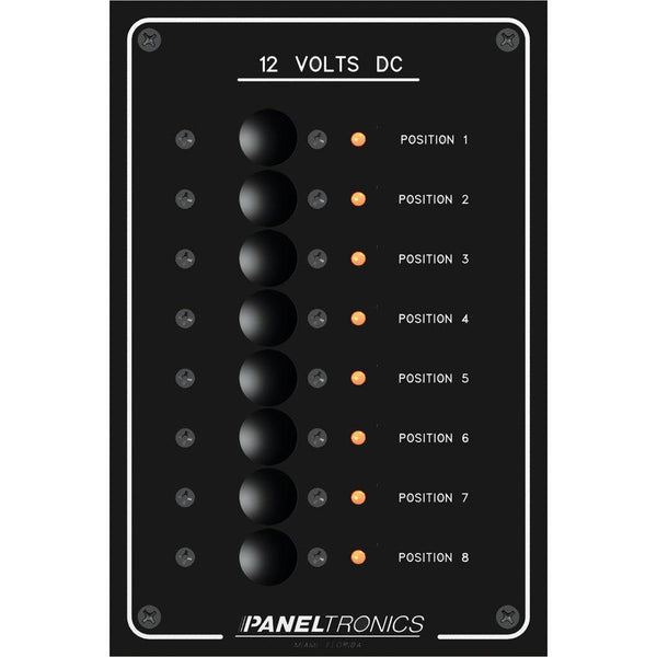 Paneltronics Standard Panel - DC 8 Position Circuit Breaker w/LEDs [9972208B] - Essenbay Marine
