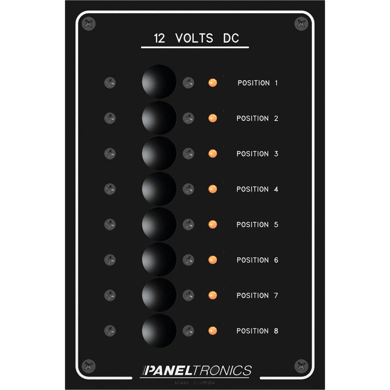 Paneltronics Standard Panel - DC 8 Position Circuit Breaker w/LEDs [9972208B] - Essenbay Marine