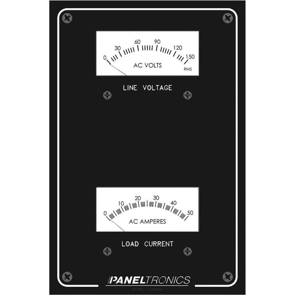 Paneltronics Standard Panel AC Meter - 0-150 AC Voltmeter & 0-50Amp Ammeter [9982304B] - Essenbay Marine