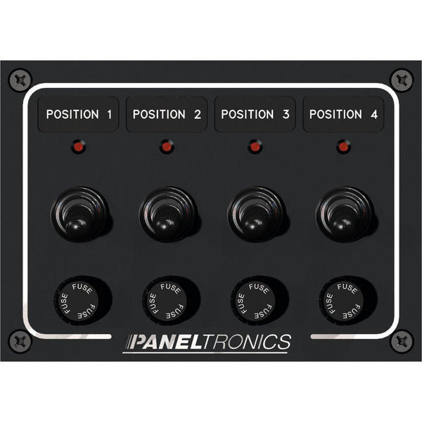 Paneltronics Waterproof Panel - DC 4-Position Toggle Switch & Fuse w/LEDs [9960008B] - Essenbay Marine