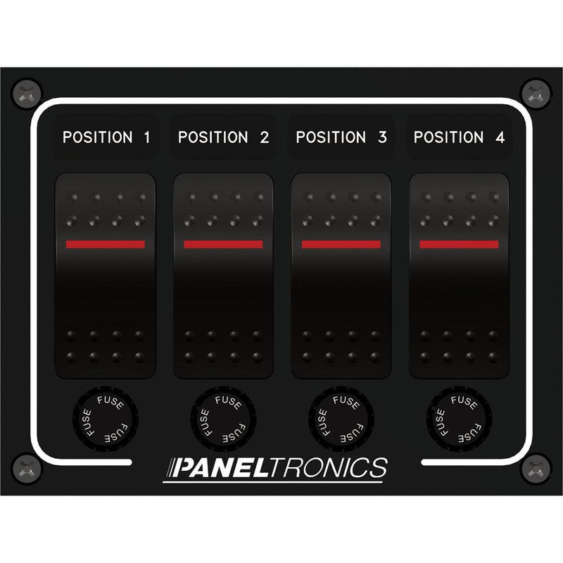 Paneltronics Waterproof Panel - DC 4-Position Illuminated Rocker Switch & Fuse [9960011B] - Essenbay Marine