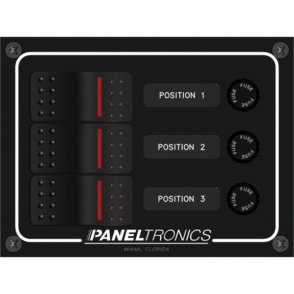 Paneltronics Waterproof Panel - DC 3-Position Illuminated Rocker Switch & Fuse [9960014B] - Essenbay Marine