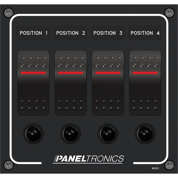 Paneltronics Waterproof Panel - DC 4-Position Illuminated Rocker Switch & Circuit Breaker [9960022B] - Essenbay Marine