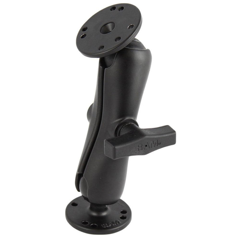 RAM Mount 1.5" Ball Double Socket Arm w/2 2.5" Round Bases - AMPs Pattern [RAM-101U] - Essenbay Marine