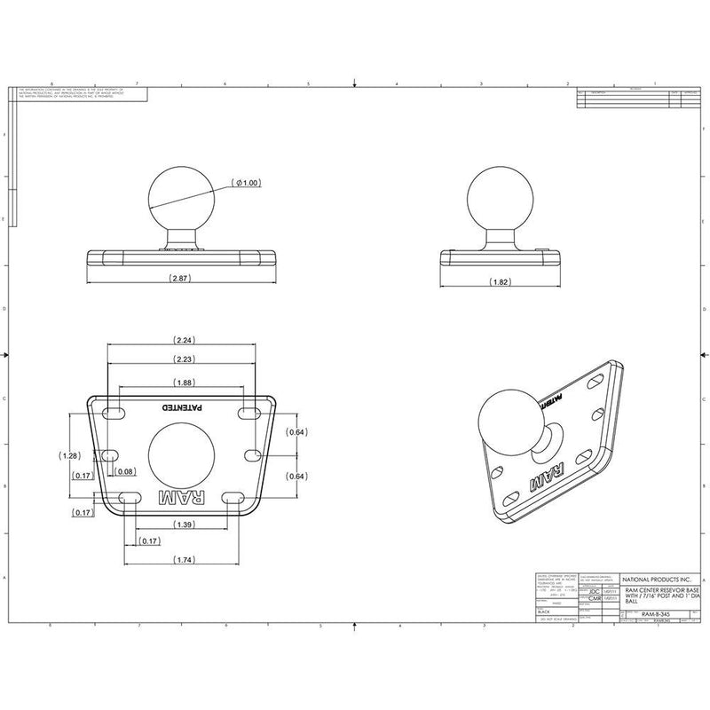 RAM Mount Motorcycle Brake/Clutch Cover w/1" Ball [RAM-B-345U] - Essenbay Marine