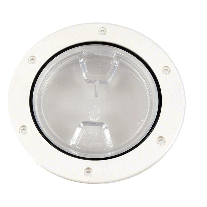 Beckson 4" Clear Center Screw-Out Deck Plate - White [DP40-W-C] - Essenbay Marine