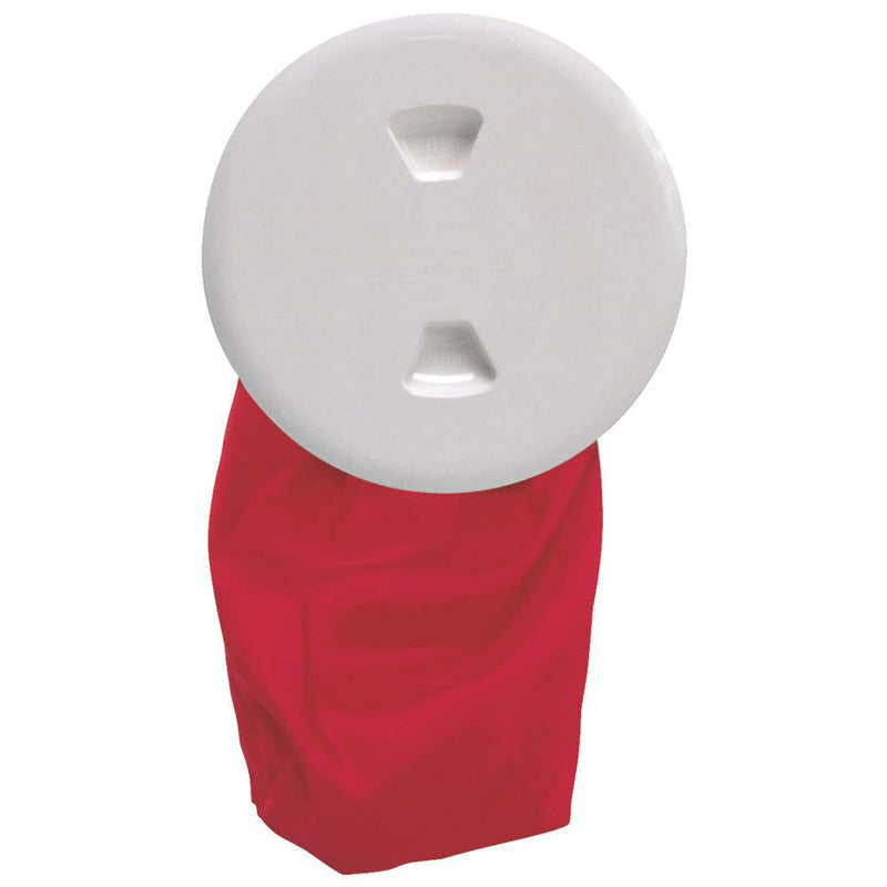 Beckson 5" Stow-Away Deck Plate - White w/12" Bag [DP50BW] - Essenbay Marine