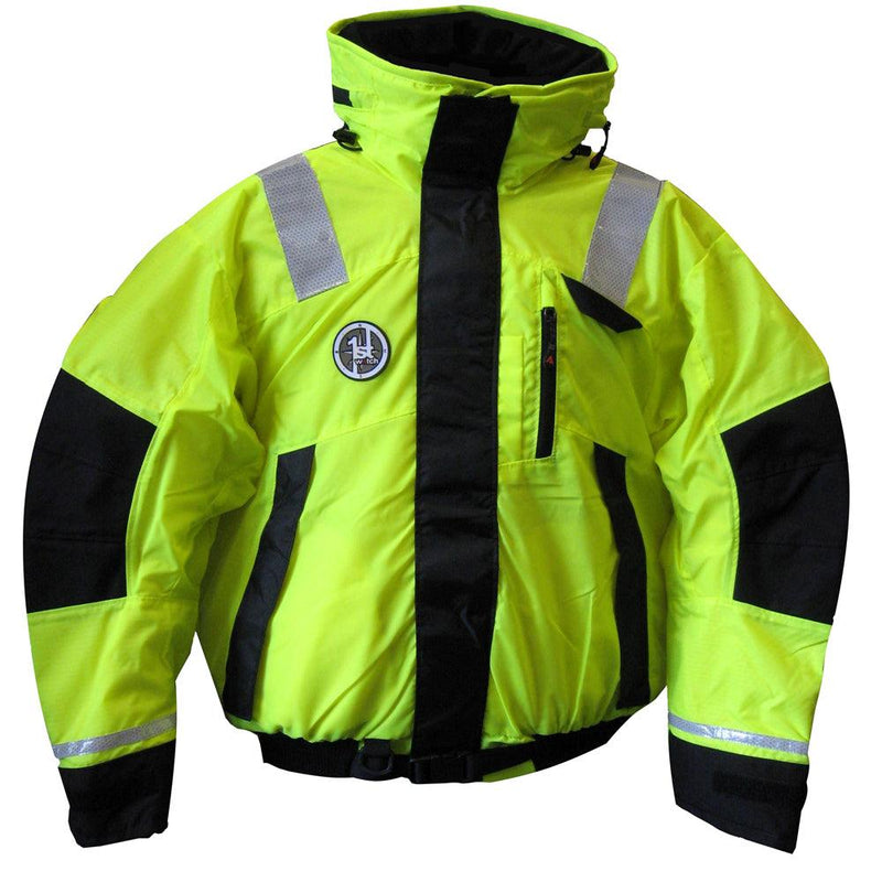 First Watch AB-1100 Flotation Bomber Jacket - Hi-Vis Yellow/Black - Large [AB-1100-HV-L] - Essenbay Marine