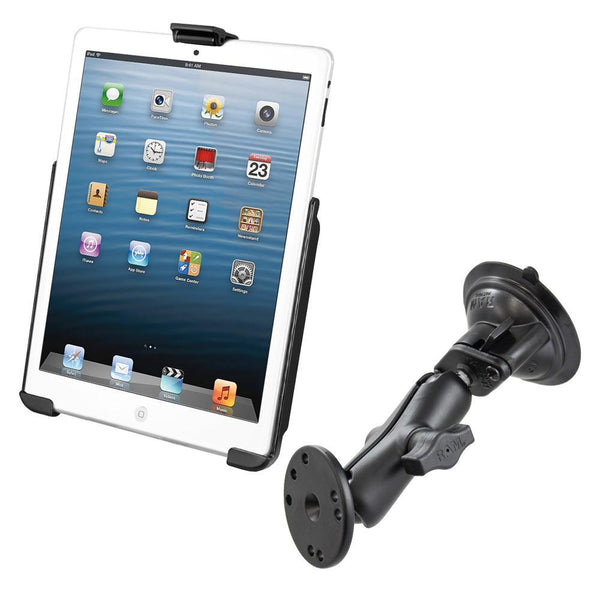 RAM Mount Suction Cup Mount w/Apple iPad mini EZ-ROLL'R Cradle [RAM-B-166-AP14U] - Essenbay Marine