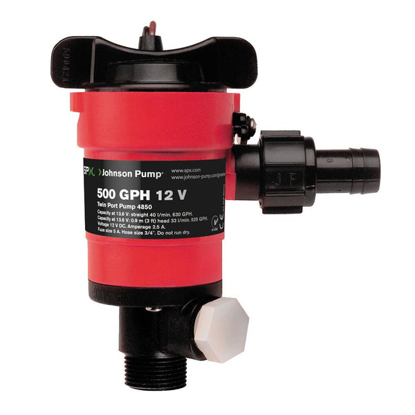 Johnson Pump Twin Port 500GPH Livewell Aerating Pump - 12V [48503] - Essenbay Marine
