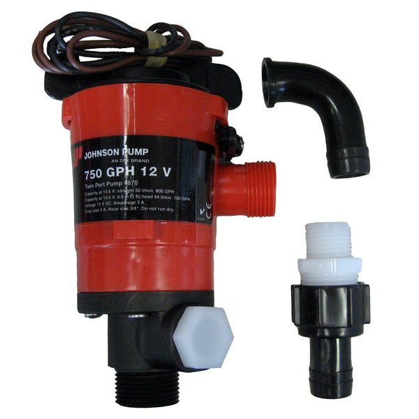 Johnson Pump Twin Port 750 GPH Livewell Aerating Pump - 12V [48703] - Essenbay Marine