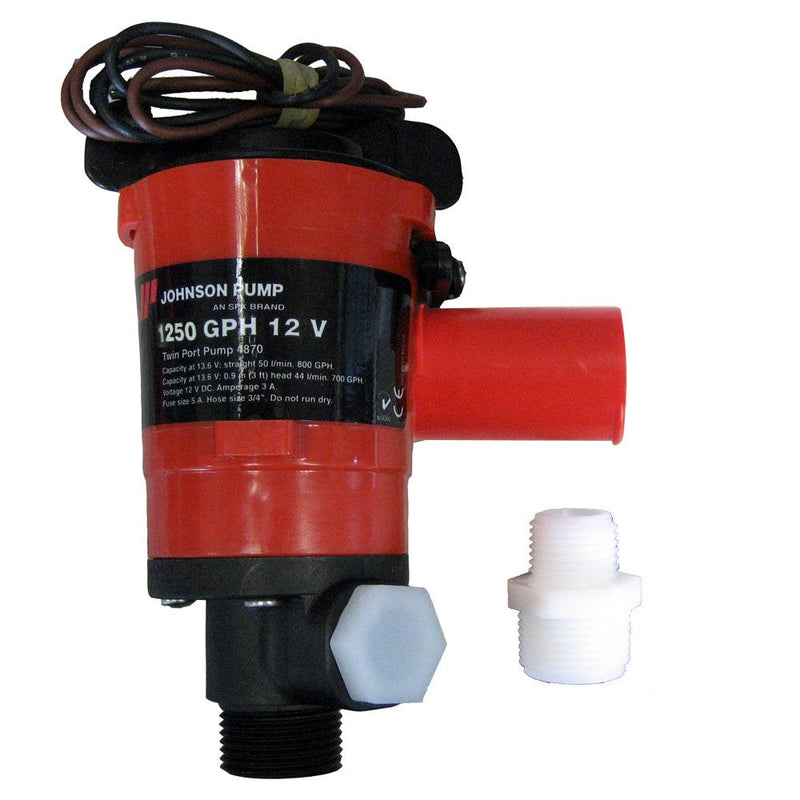 Johnson Pump Twin Port 1250 GPH Livewell Aerating Pump - 12V [48103] - Essenbay Marine