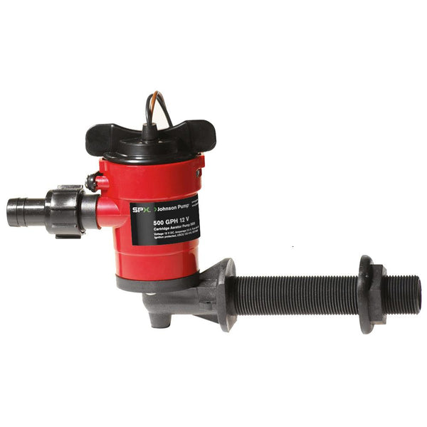 Johnson Pump Cartridge Aerator 500 GPH 90 Degree Intake - 12V [38503] - Essenbay Marine
