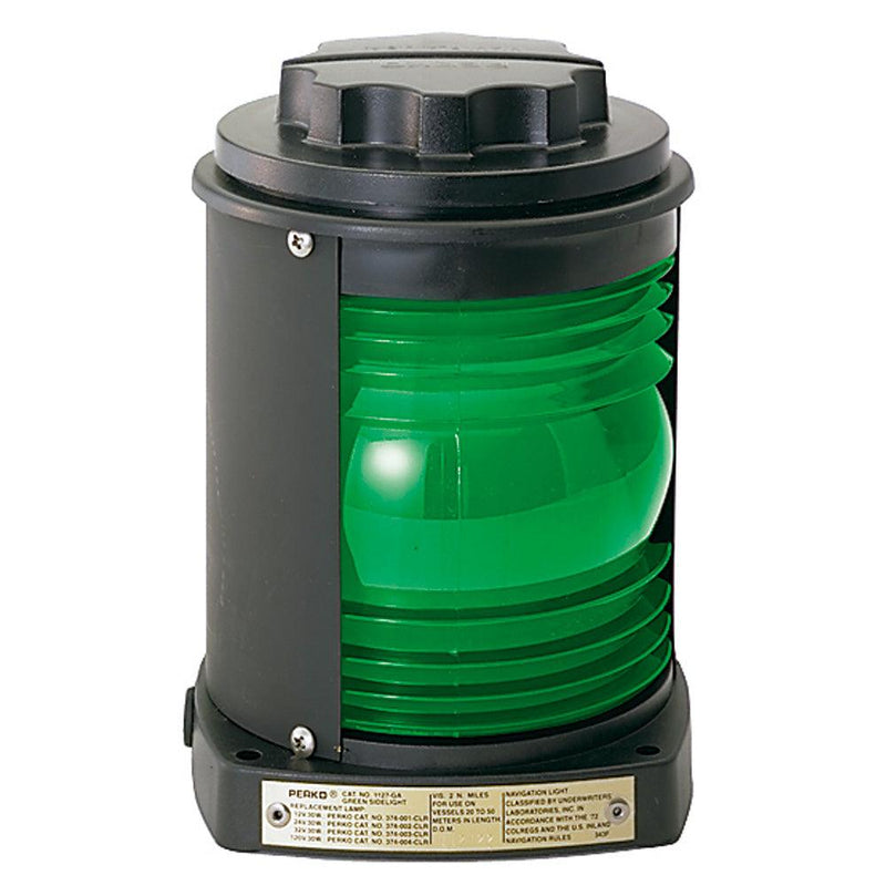 Perko Side Light - Black Plastic, Green Lens [1127GA0BLK] - Essenbay Marine