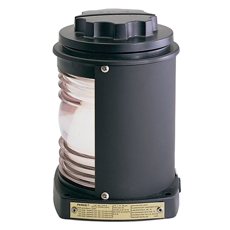 Perko Stern Light - Black Plastic, White light with Gray Tinted Lens [1129A00BLK] - Essenbay Marine