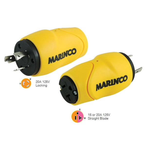 Marinco Straight Adapter 20Amp Locking Male Plug to 15Amp Straight Female Adapter [S20-15] - Essenbay Marine
