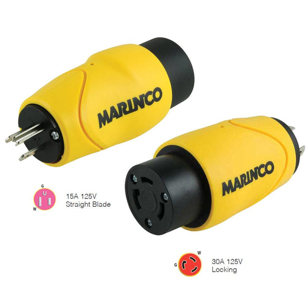 Marinco Straight Adapter 15Amp Straight Male to 30Amp Locking Female Connector [S15-30] - Essenbay Marine