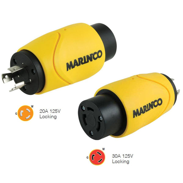 Marinco Straight Adapter 20Amp Locking Male to 30Amp Locking Female Connector [S20-30] - Essenbay Marine