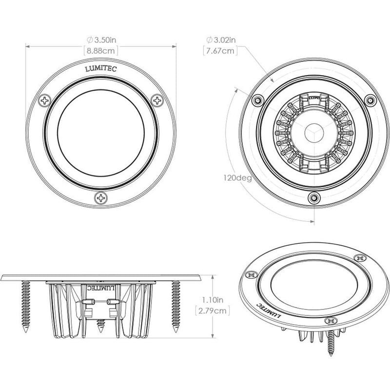 Lumitec Shadow - Flush Mount Down Light - White Finish - White Non-Dimming [114123] - Essenbay Marine