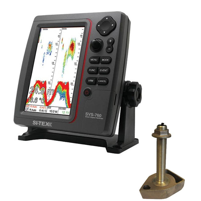 SI-TEX SVS-760 Dual Frequency Sounder 600W Kit w/Bronze Thru-Hull Temp Transducer - 1700/50/200T-CX [SVS-760TH] - Essenbay Marine