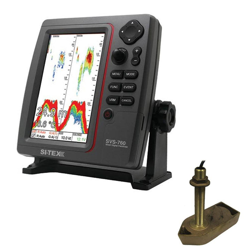 SI-TEX SVS-760 Dual Frequency Sounder 600W Kit w/Bronze Thru-Hull Temp Transducer - 307/50/200T-CX [SVS-760TH1] - Essenbay Marine