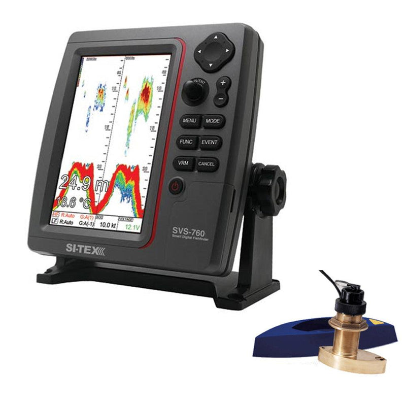 SI-TEX SVS-760 Dual Frequency Sounder 600W Kit w/Bronze Thru-Hull Speed & Temp Transducer [SVS-760TH2] - Essenbay Marine