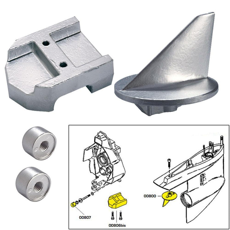 Tecnoseal Anode Kit w/Hardware - Mercury Alpha 1 Gen 1 - Zinc [20800] - Essenbay Marine