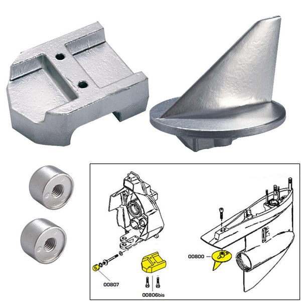 Tecnoseal Anode Kit w/Hardware - Mercury Alpha 1 Gen 1 - Aluminum [20800AL] - Essenbay Marine