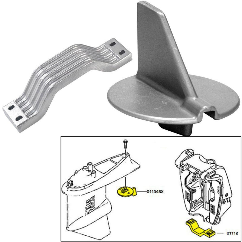 Tecnoseal Anode Kit w/Hardware - Yamaha 150-200HP Left Hand Rotation - Aluminum [21102AL] - Essenbay Marine