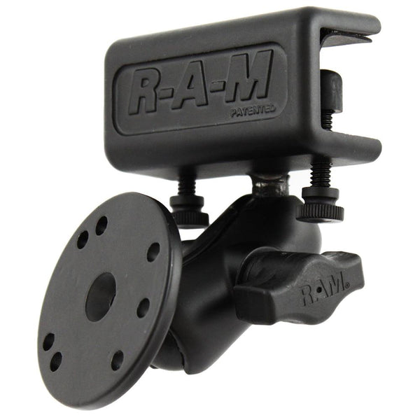 RAM Mount Glare Shield Clamp Mount w/Short Double Socket Arm & Round Base Adapter w/AMPs Hole Pattern [RAM-B-177-202U] - Essenbay Marine