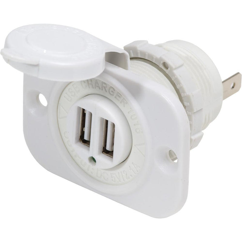 Blue Sea 12V DC Dual USB Charger Socket - White [1016200] - Essenbay Marine