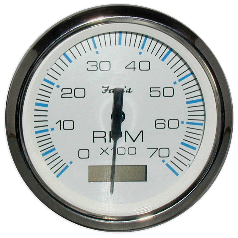 Faria Chesapeake White SS 4" Tachometer w/Hourmeter - 7000 RPM (Gas) (Outboard) [33840] - Essenbay Marine