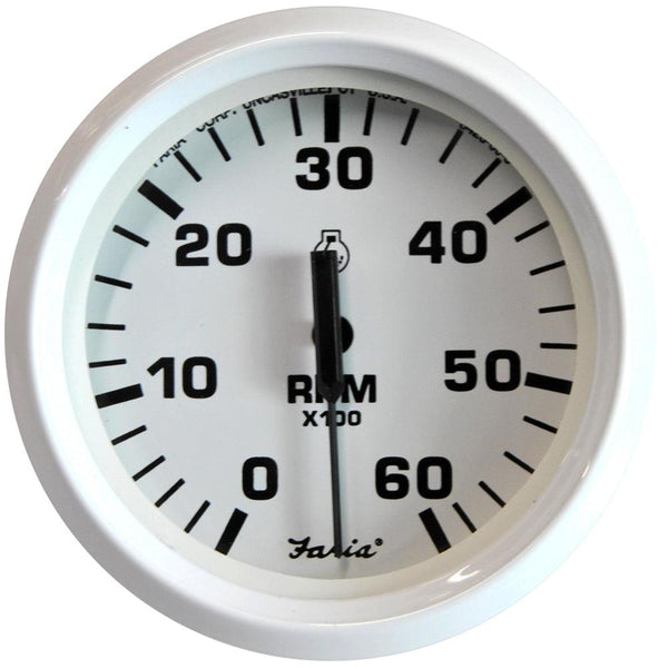 Faria Dress White 4" Tachometer - 6000 RPM (Gas) (Inboard  I/O) [33103] - Essenbay Marine