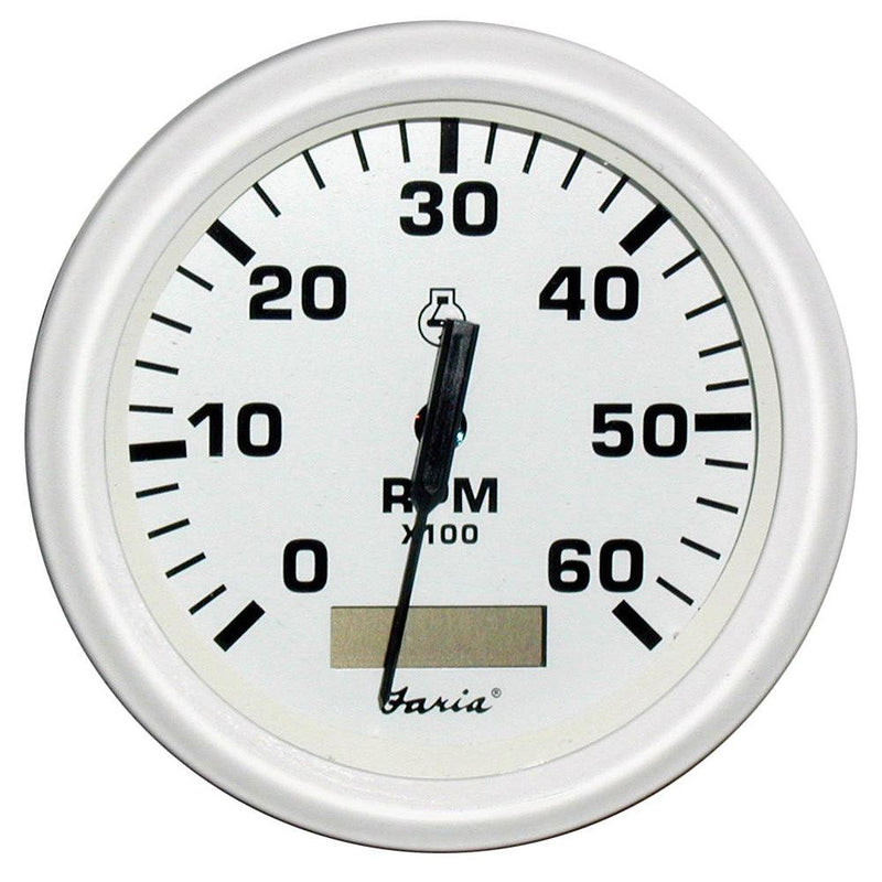 Faria Dress White 4" Tachometer w/Hourmeter - 6000 RPM (Gas) (Inboard) [33132] - Essenbay Marine