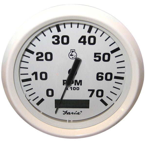 Faria Dress White 4" Tachometer w/Hourmeter - 7000 RPM (Gas) (Outboard) [33140] - Essenbay Marine